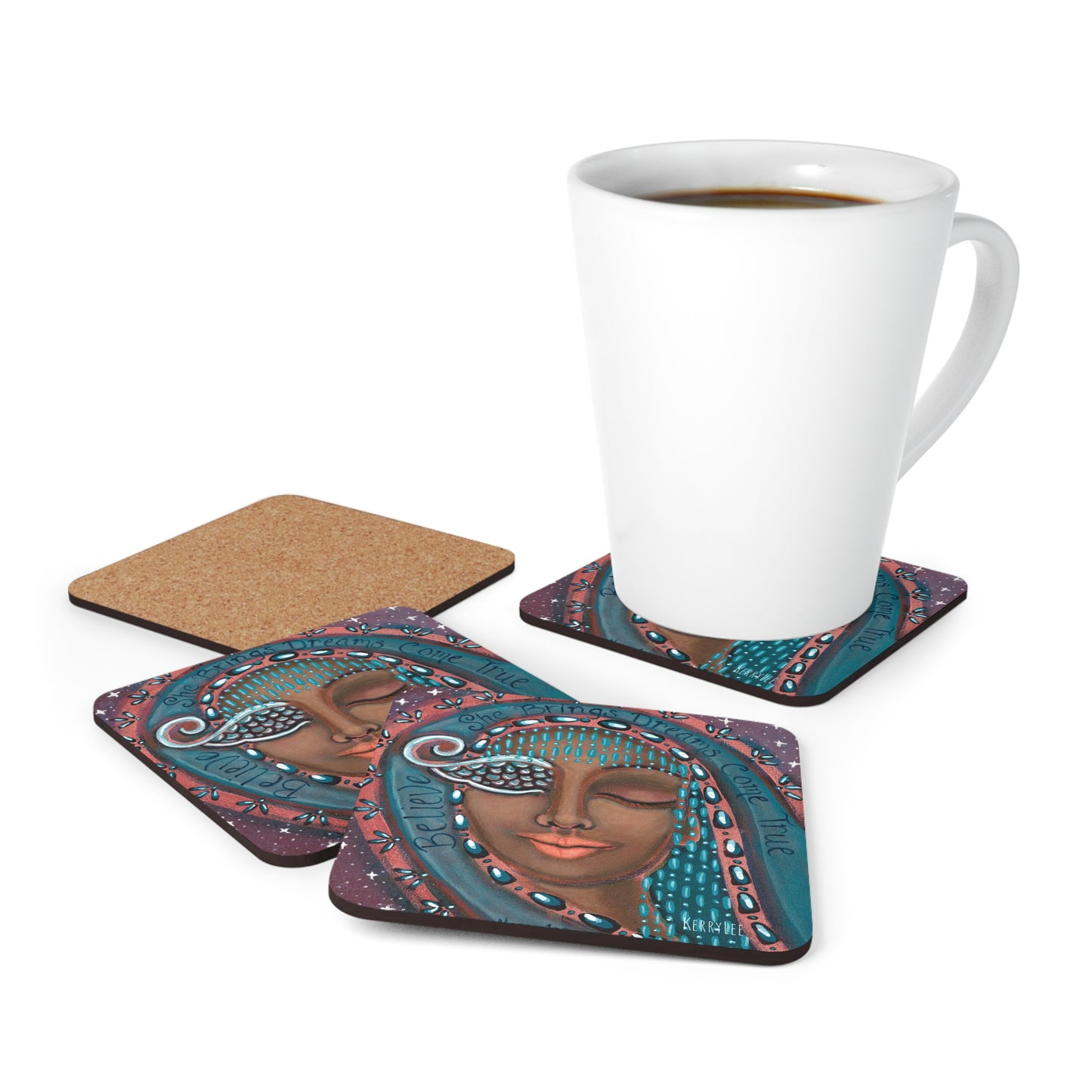 She Believes in Dreams Come True - Corkwood Coaster Set