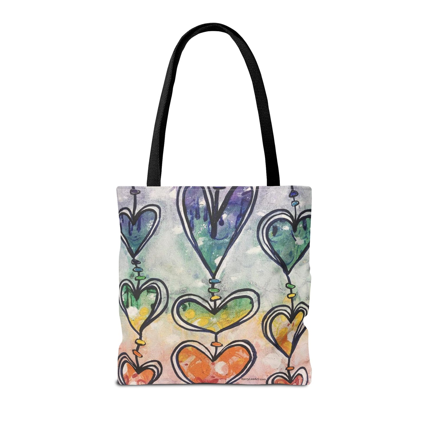 "Rainbow Hearts" Printed Tote Bag