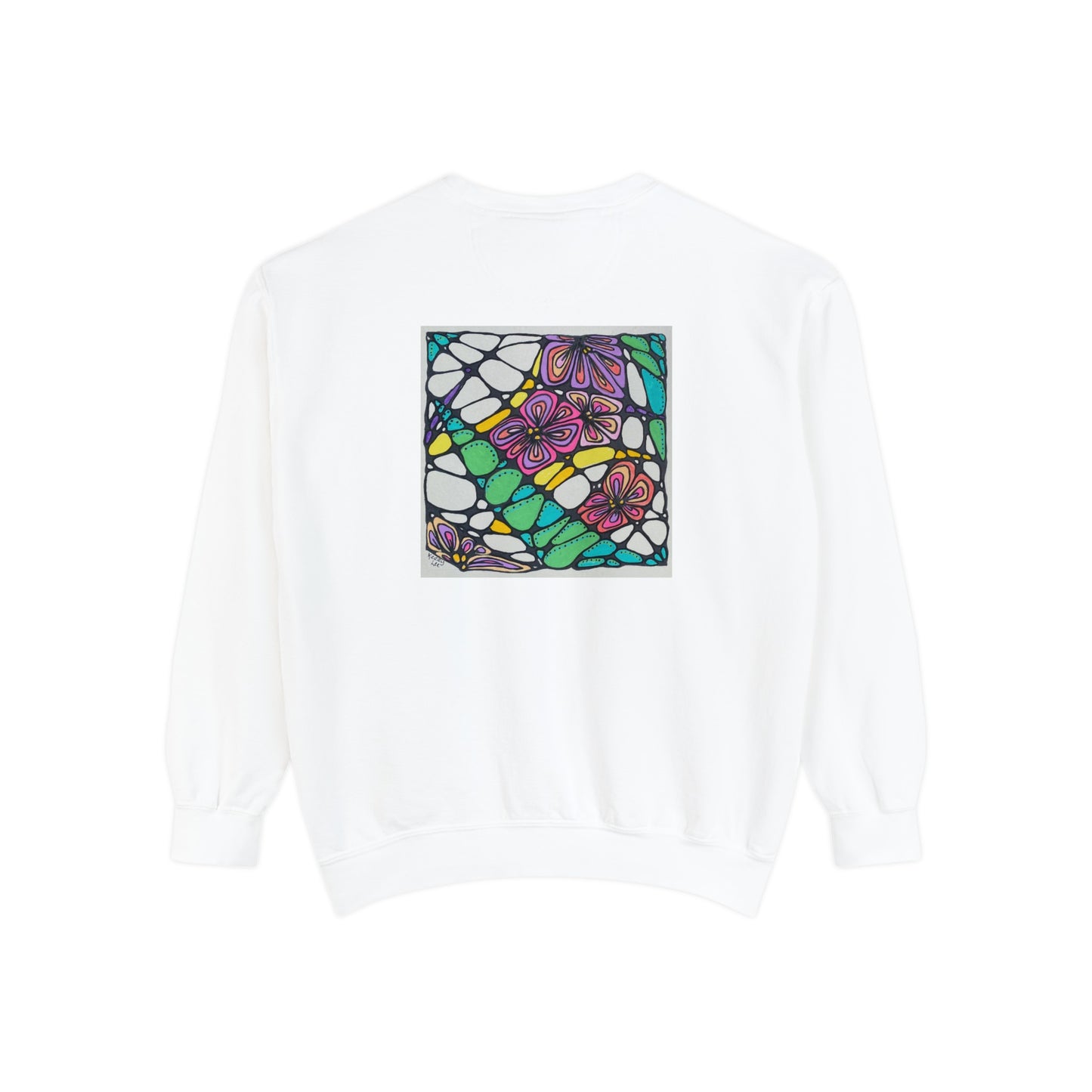 Zen Flowers ~ Groovy, Women Garment-Dyed Sweatshirt