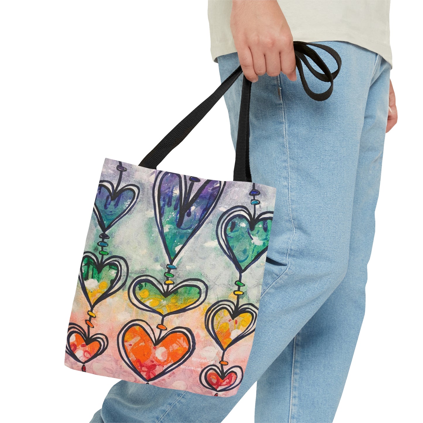"Rainbow Hearts" Printed Tote Bag