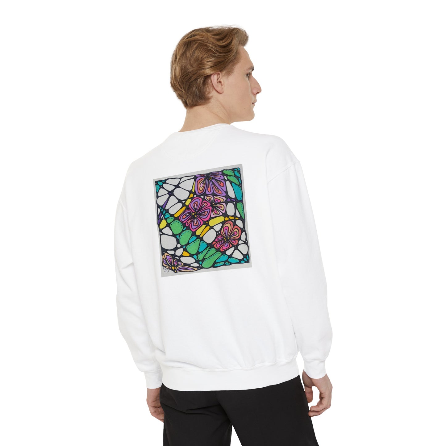 Zen Flowers ~ Groovy, Women Garment-Dyed Sweatshirt