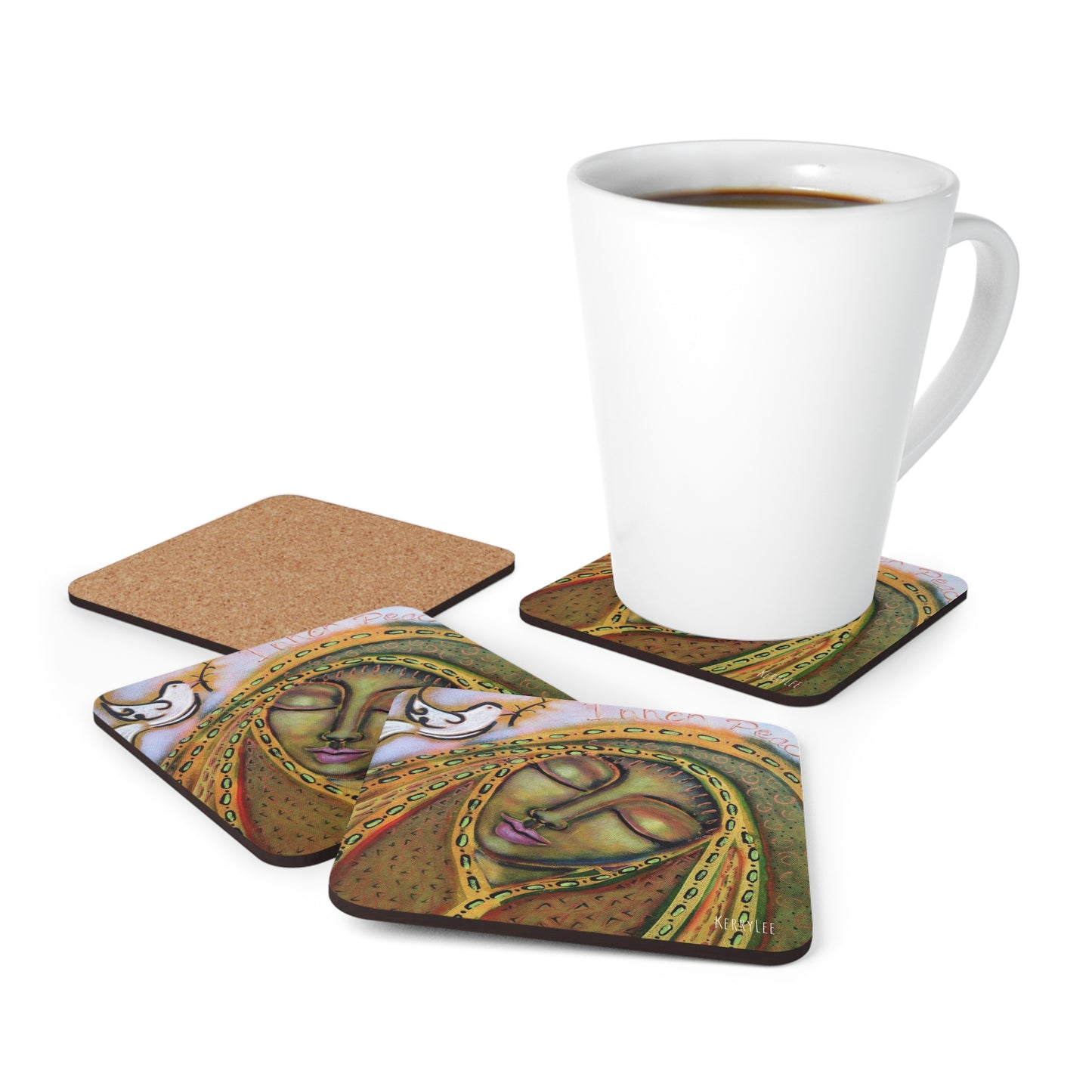 "Inner Peace" - Corkwood Coaster Set