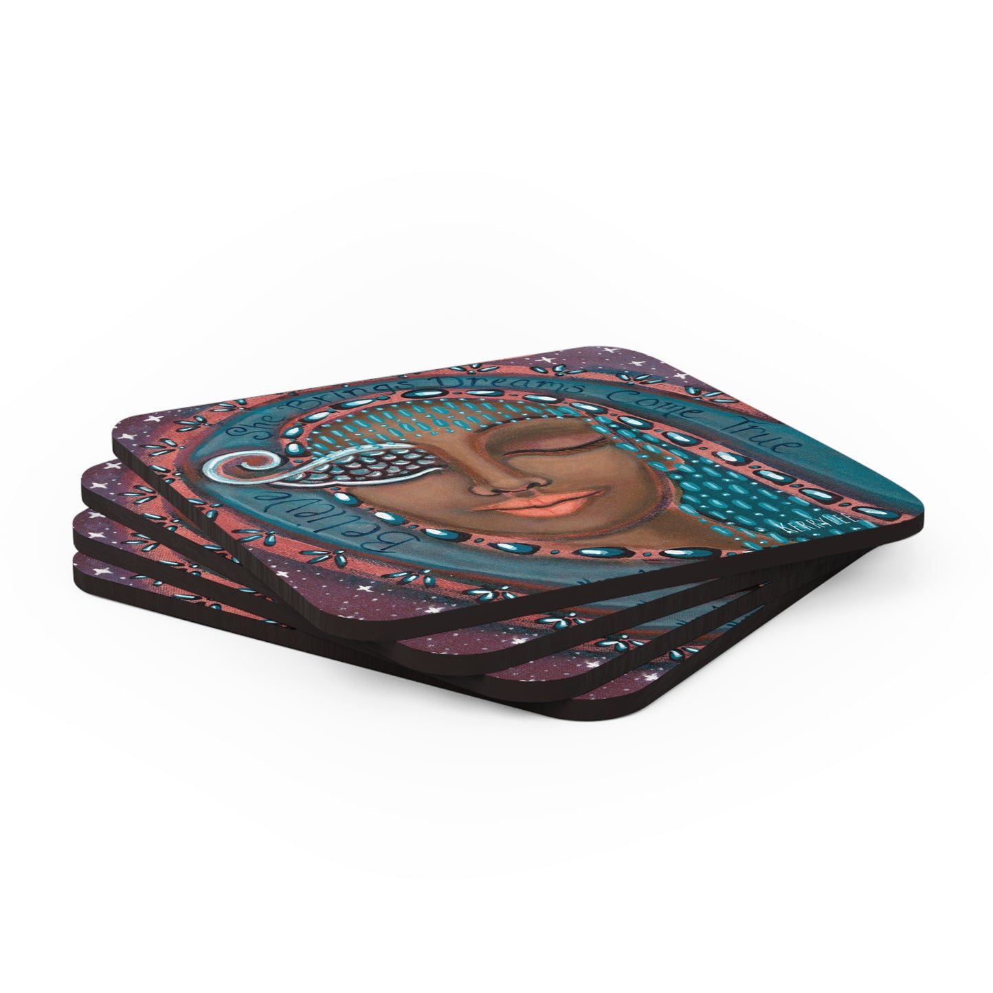 She Believes in Dreams Come True - Corkwood Coaster Set
