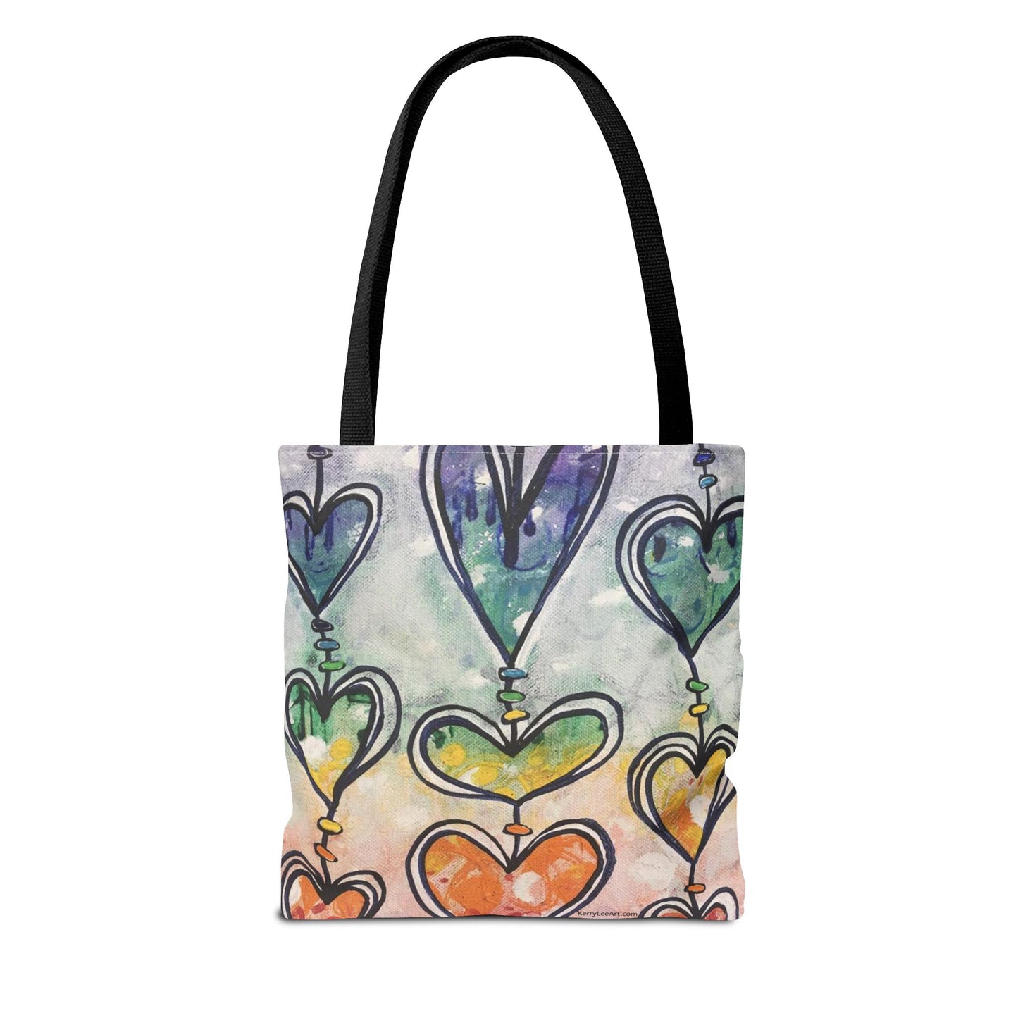"Rainbow Hearts" Printed Tote Bag