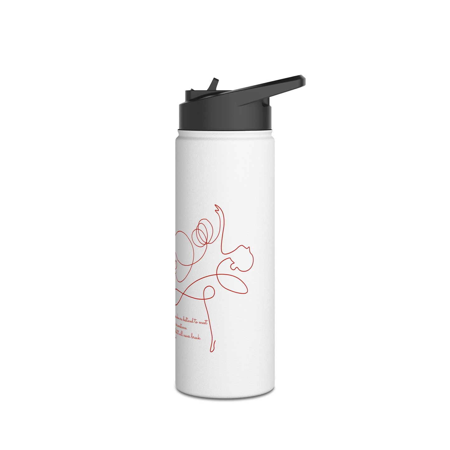 Dancing Red Thread Women Stainless Steel Water Bottle, Standard Lid