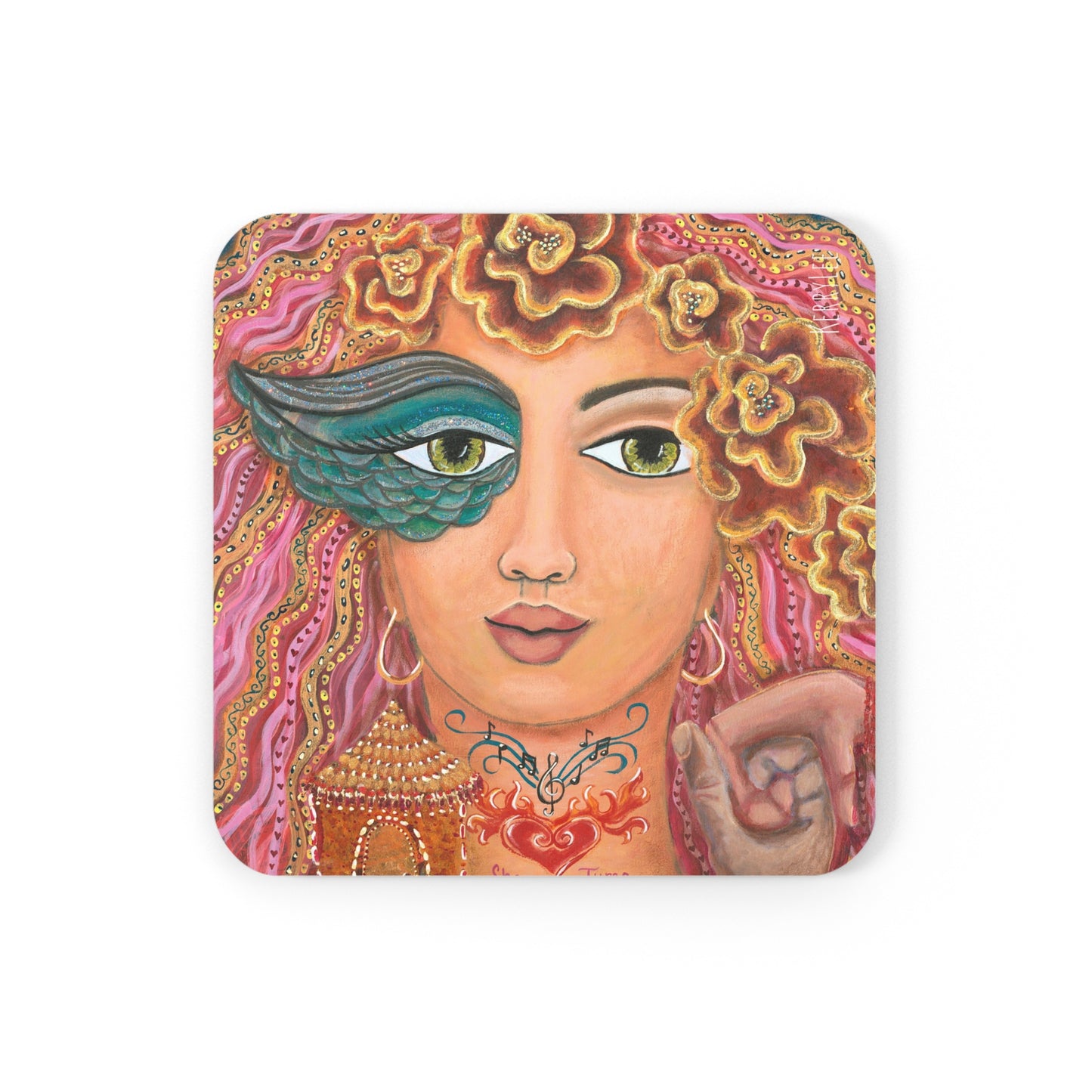 "She Tunes Into Abundance" - Corkwood Coaster Set