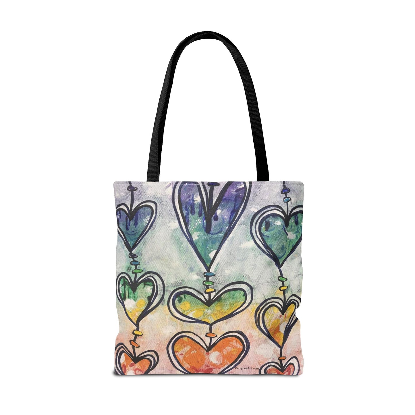 "Rainbow Hearts" Printed Tote Bag
