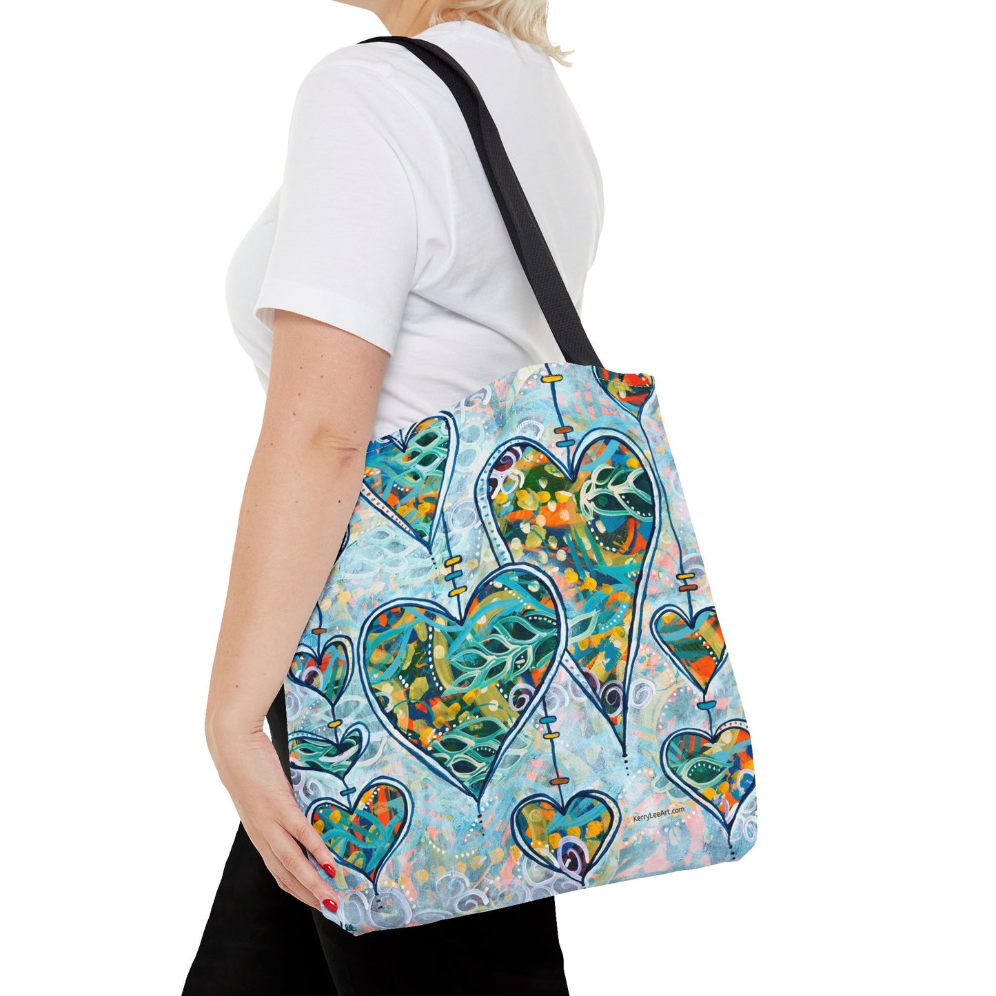 "Botanical Whimsy Hearts" Printed Tote Bag