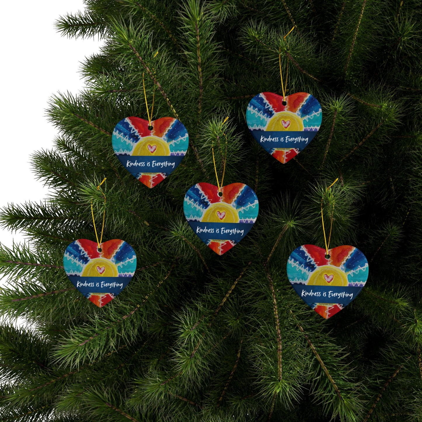 "2024 Kindness" Rainbow Ornaments / Heart or Circle / 1pc, 3pcs, 5pcs, 10pcs