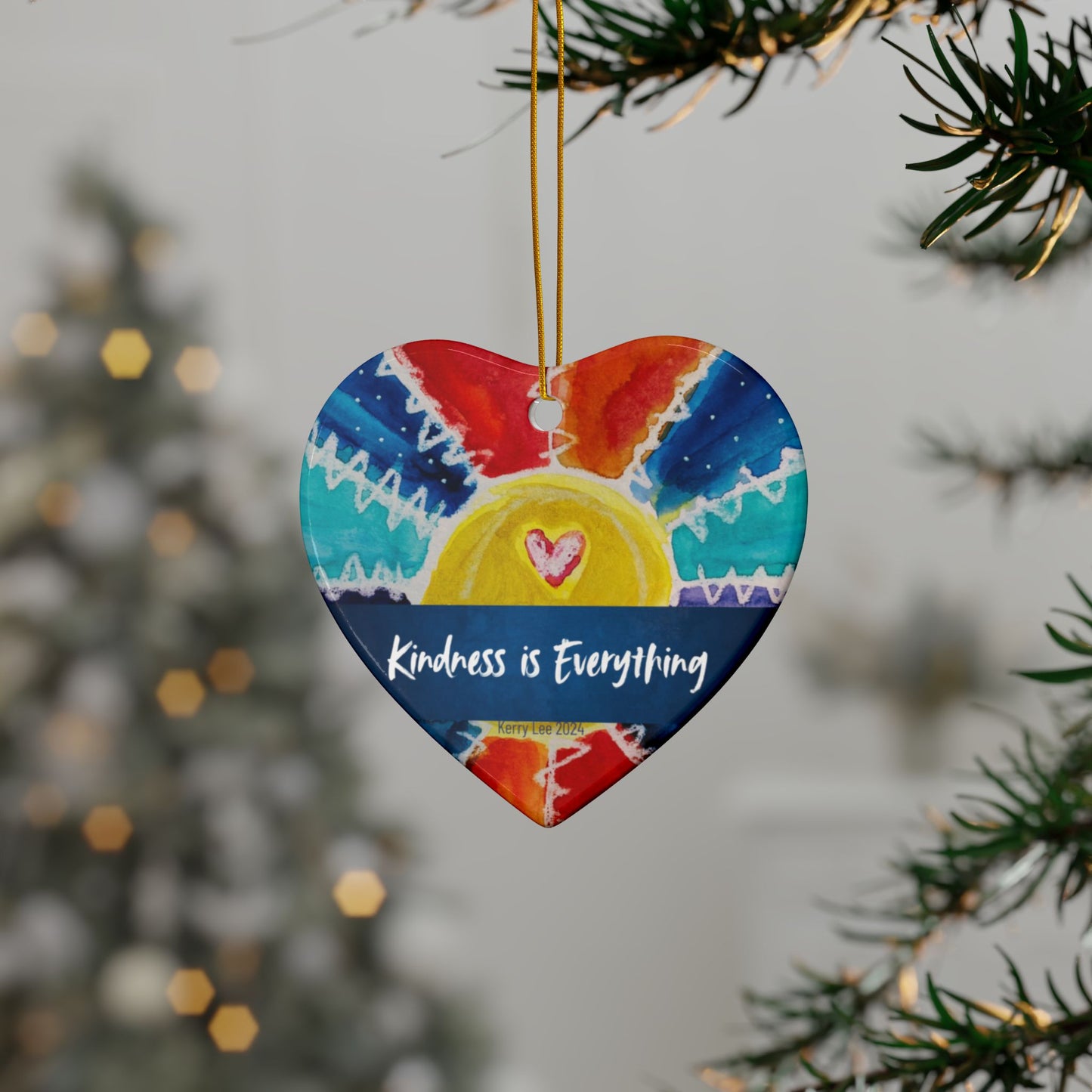 "2024 Kindness" Rainbow Ornaments / Heart or Circle / 1pc, 3pcs, 5pcs, 10pcs