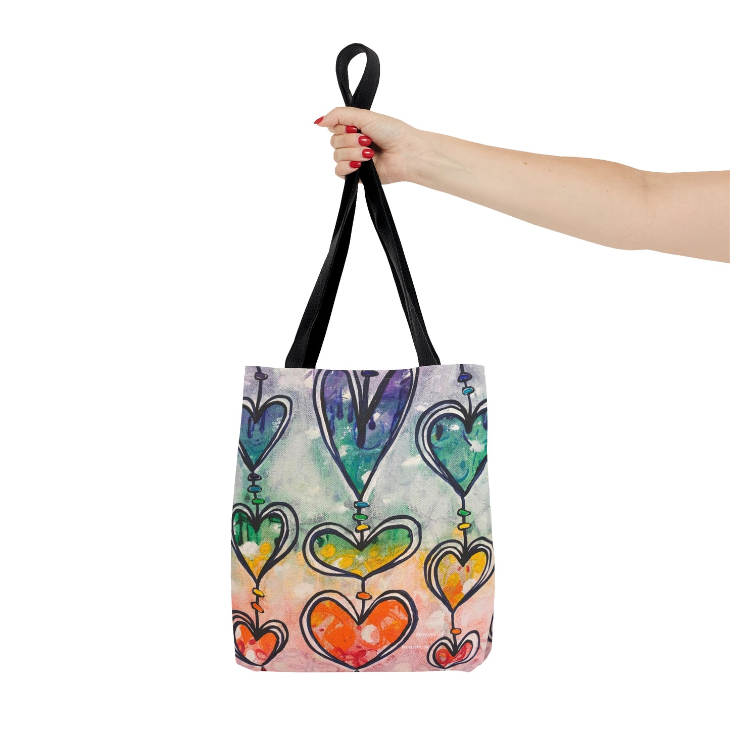 "Rainbow Hearts" Printed Tote Bag