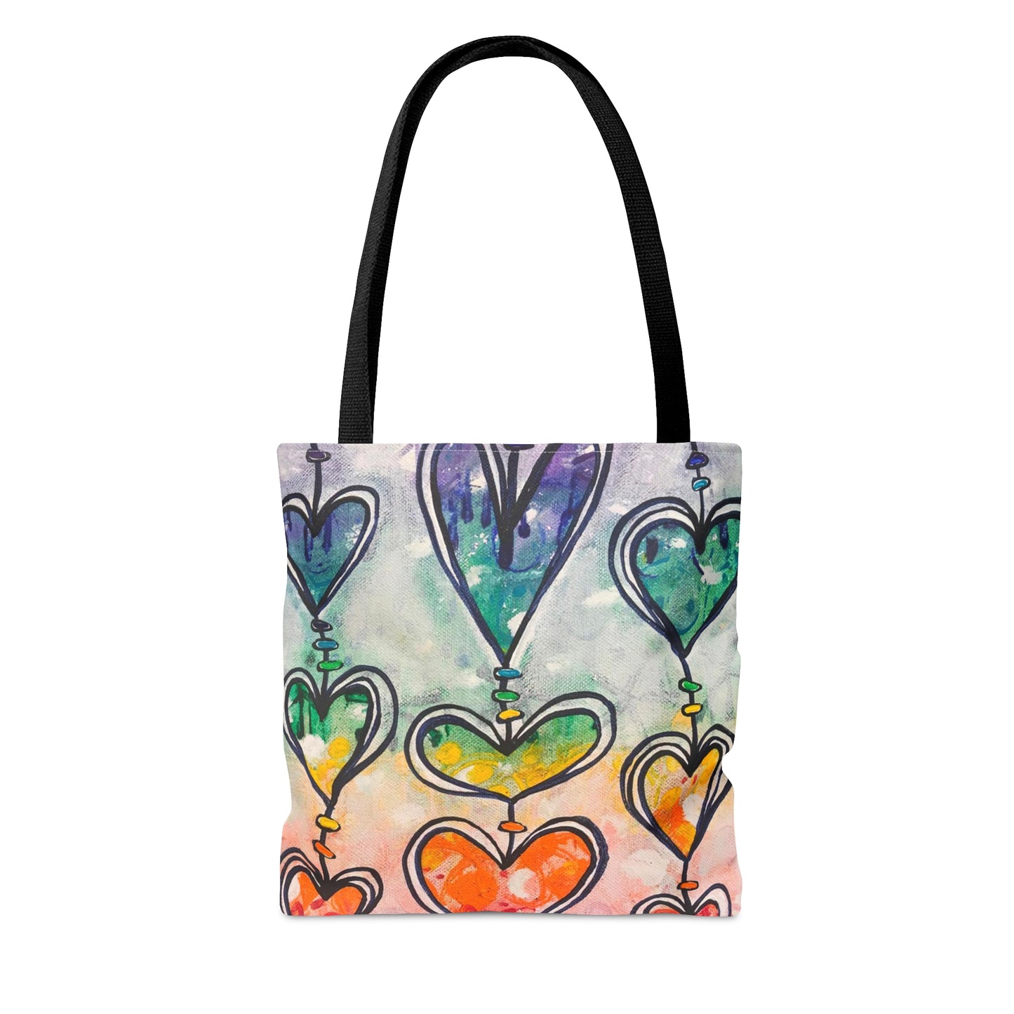 "Rainbow Hearts" Printed Tote Bag
