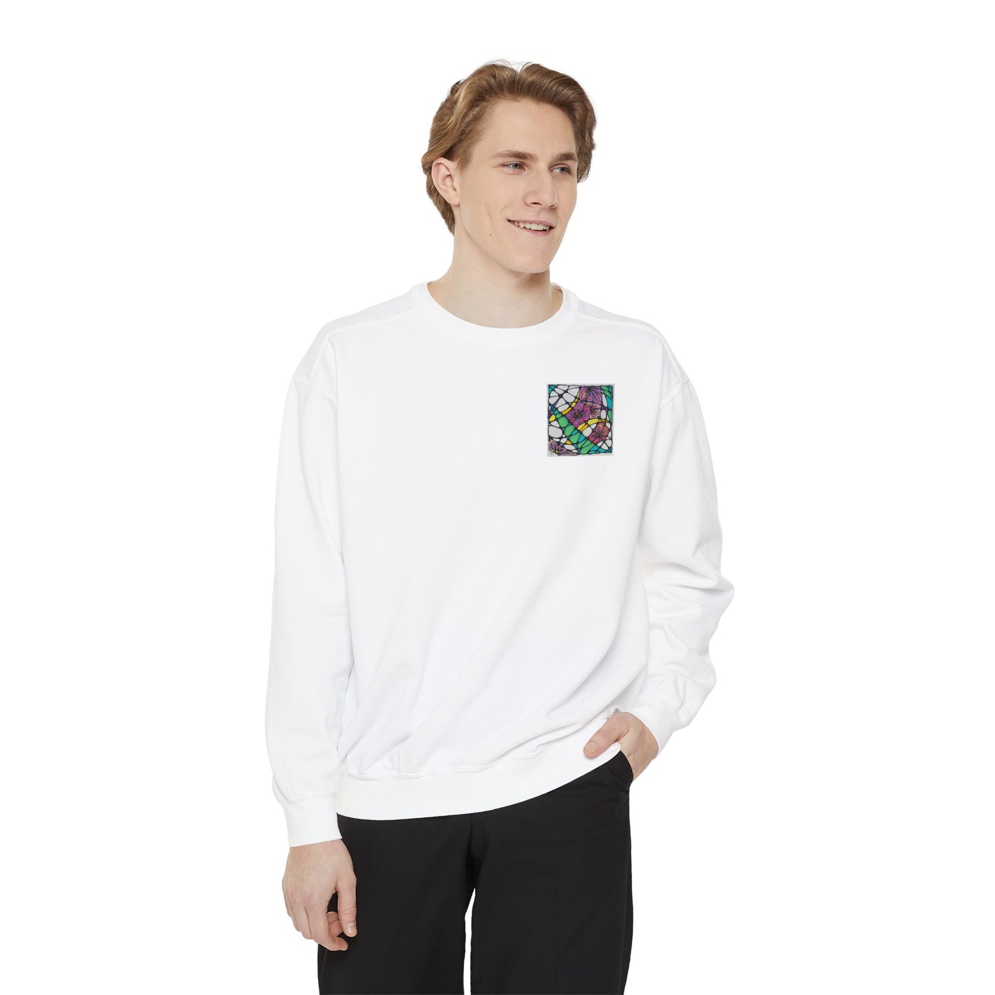 Zen Flowers ~ Groovy, Women Garment-Dyed Sweatshirt