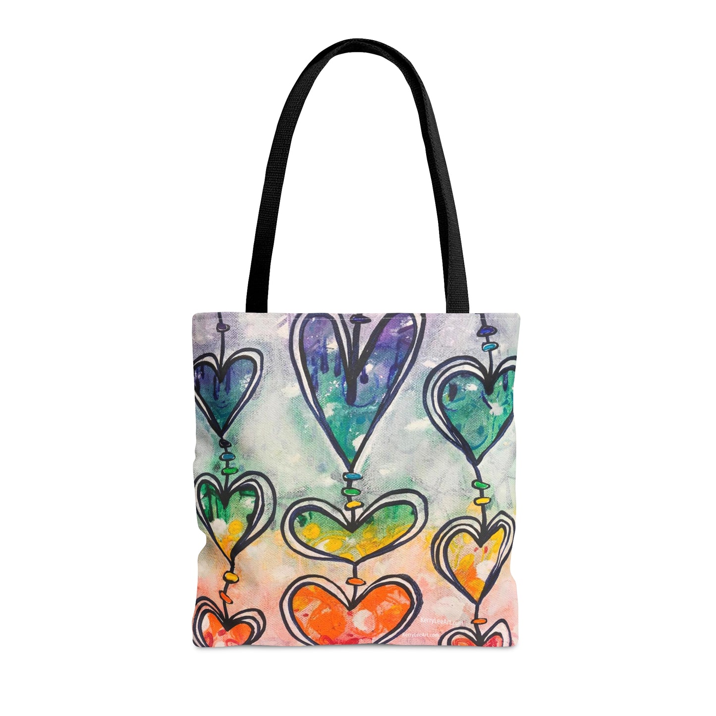 "Rainbow Hearts" Printed Tote Bag