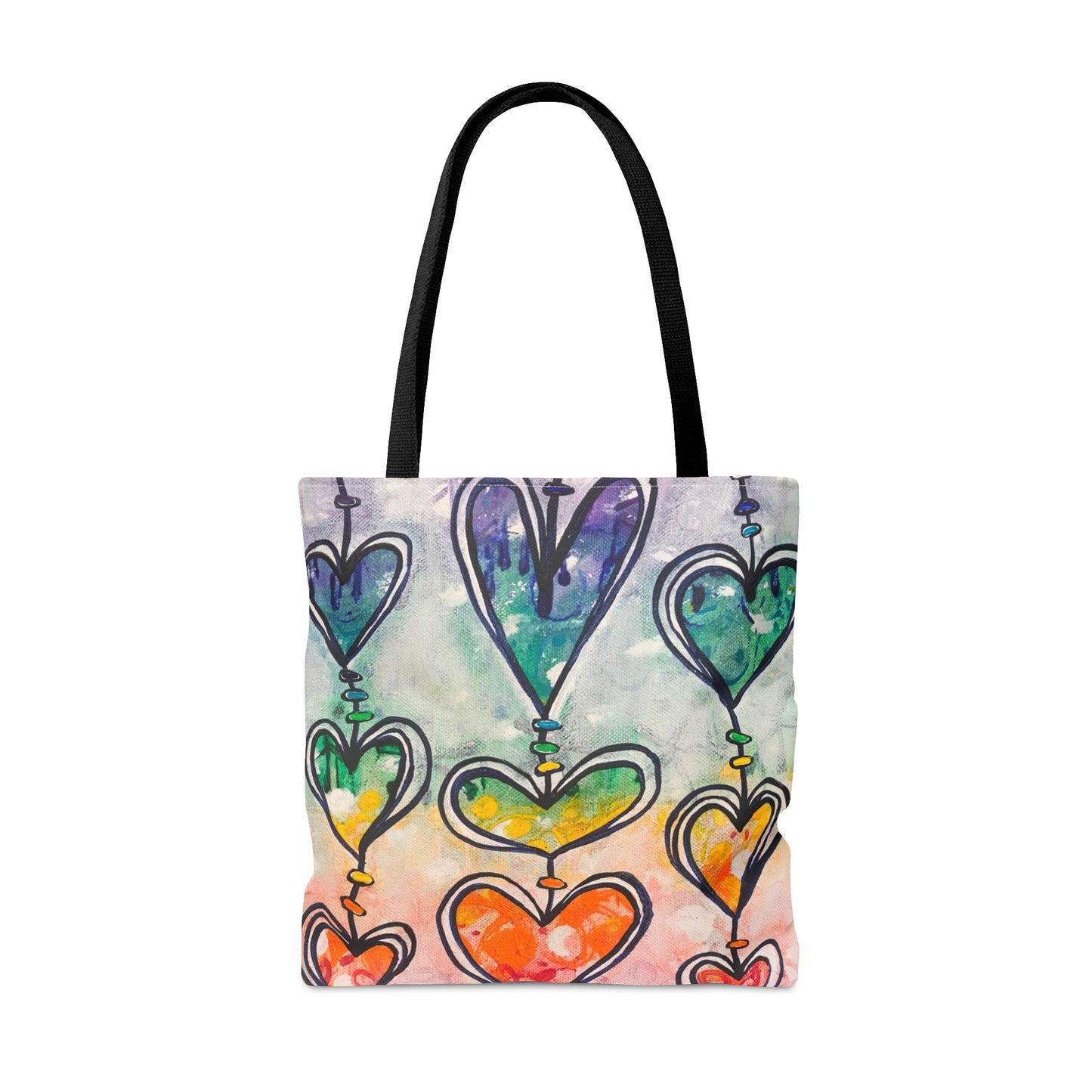 "Rainbow Hearts" Printed Tote Bag