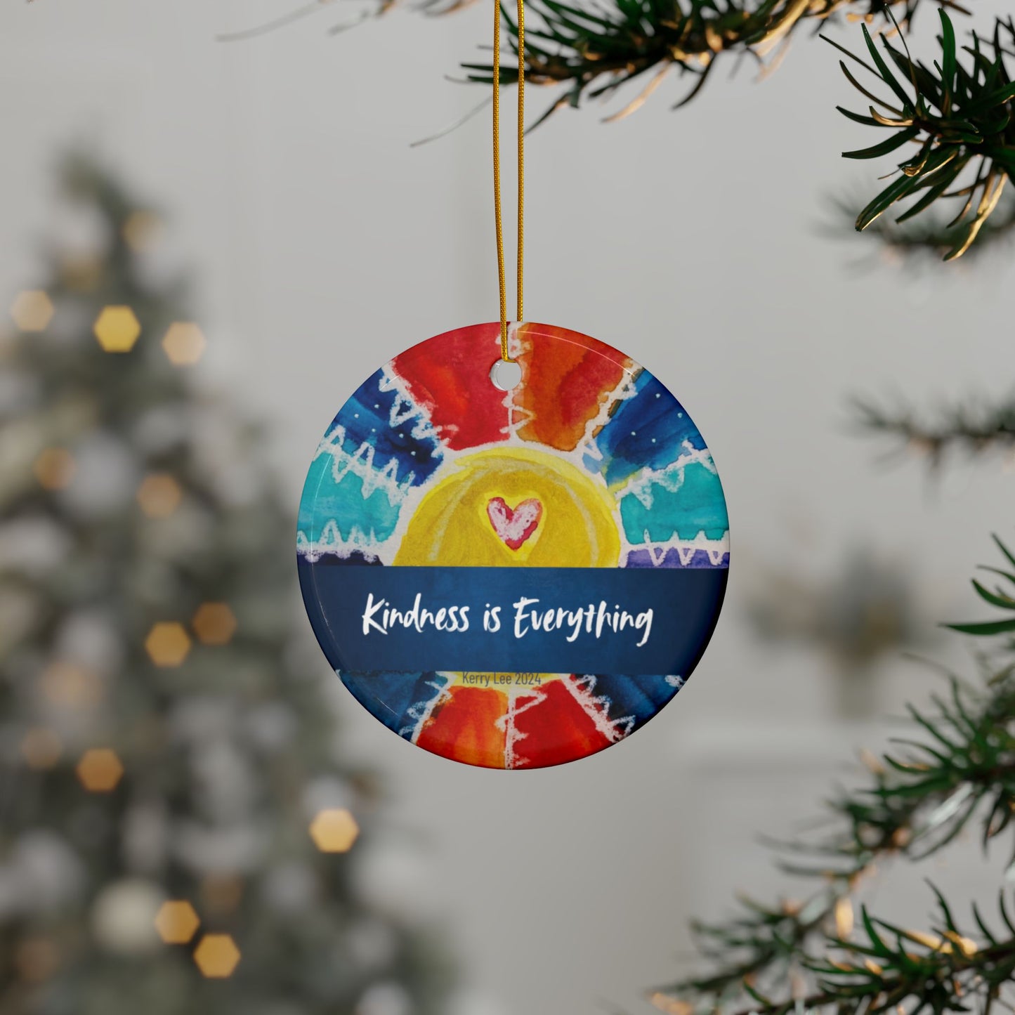 "2024 Kindness" Rainbow Ornaments / Heart or Circle / 1pc, 3pcs, 5pcs, 10pcs
