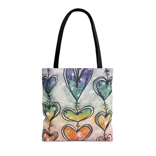 "Rainbow Hearts" Printed Tote Bag