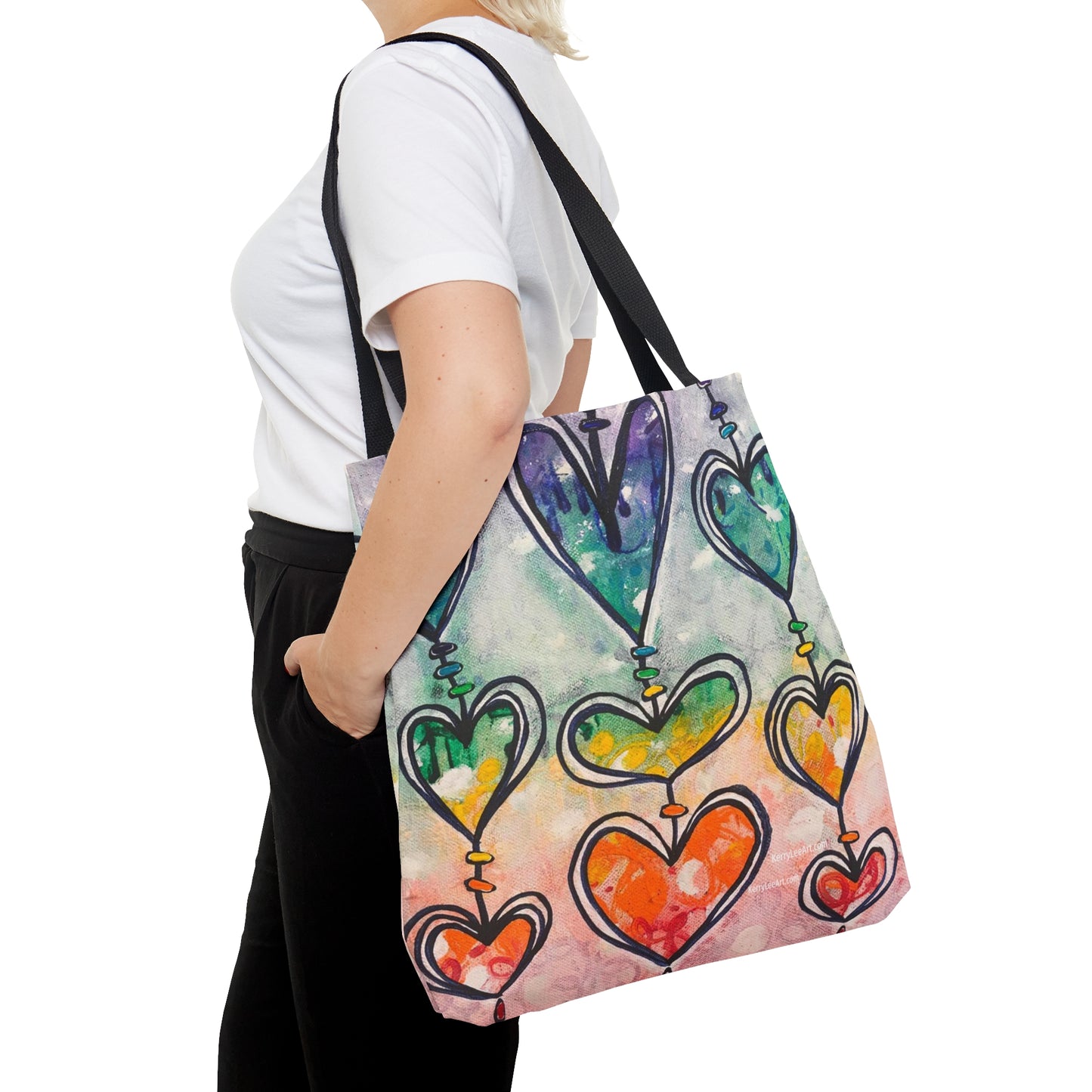 "Rainbow Hearts" Printed Tote Bag