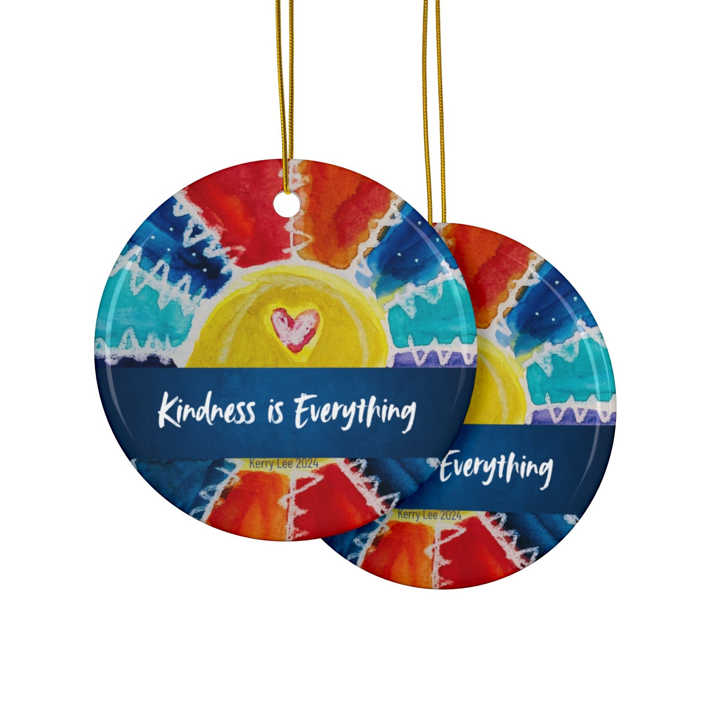 "2024 Kindness" Rainbow Ornaments / Heart or Circle / 1pc, 3pcs, 5pcs, 10pcs