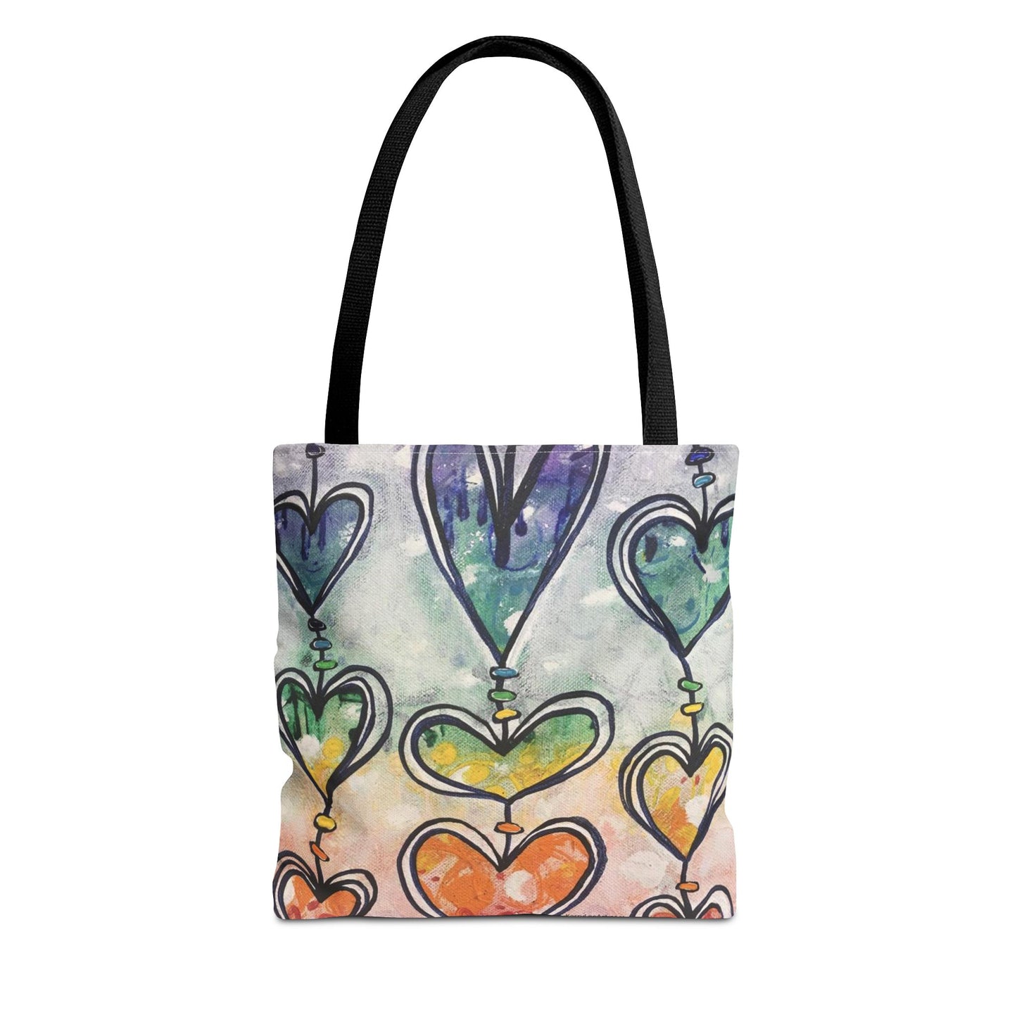 "Rainbow Hearts" Printed Tote Bag