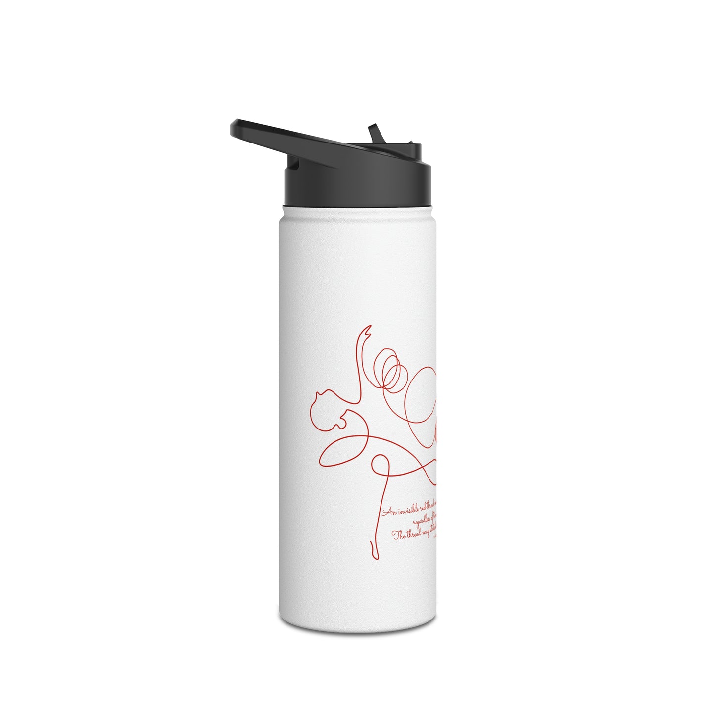 Dancing Red Thread Women Stainless Steel Water Bottle, Standard Lid