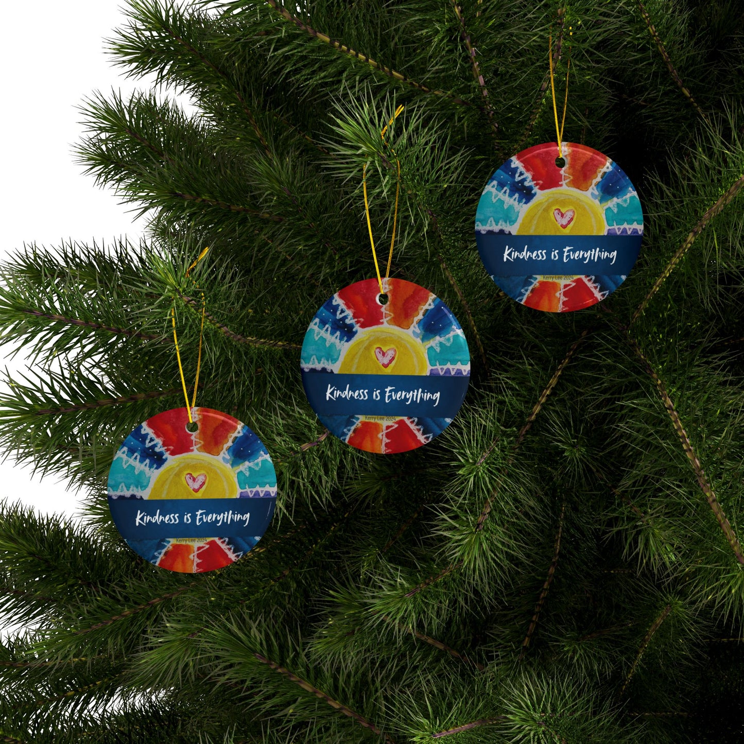 "2024 Kindness" Rainbow Ornaments / Heart or Circle / 1pc, 3pcs, 5pcs, 10pcs