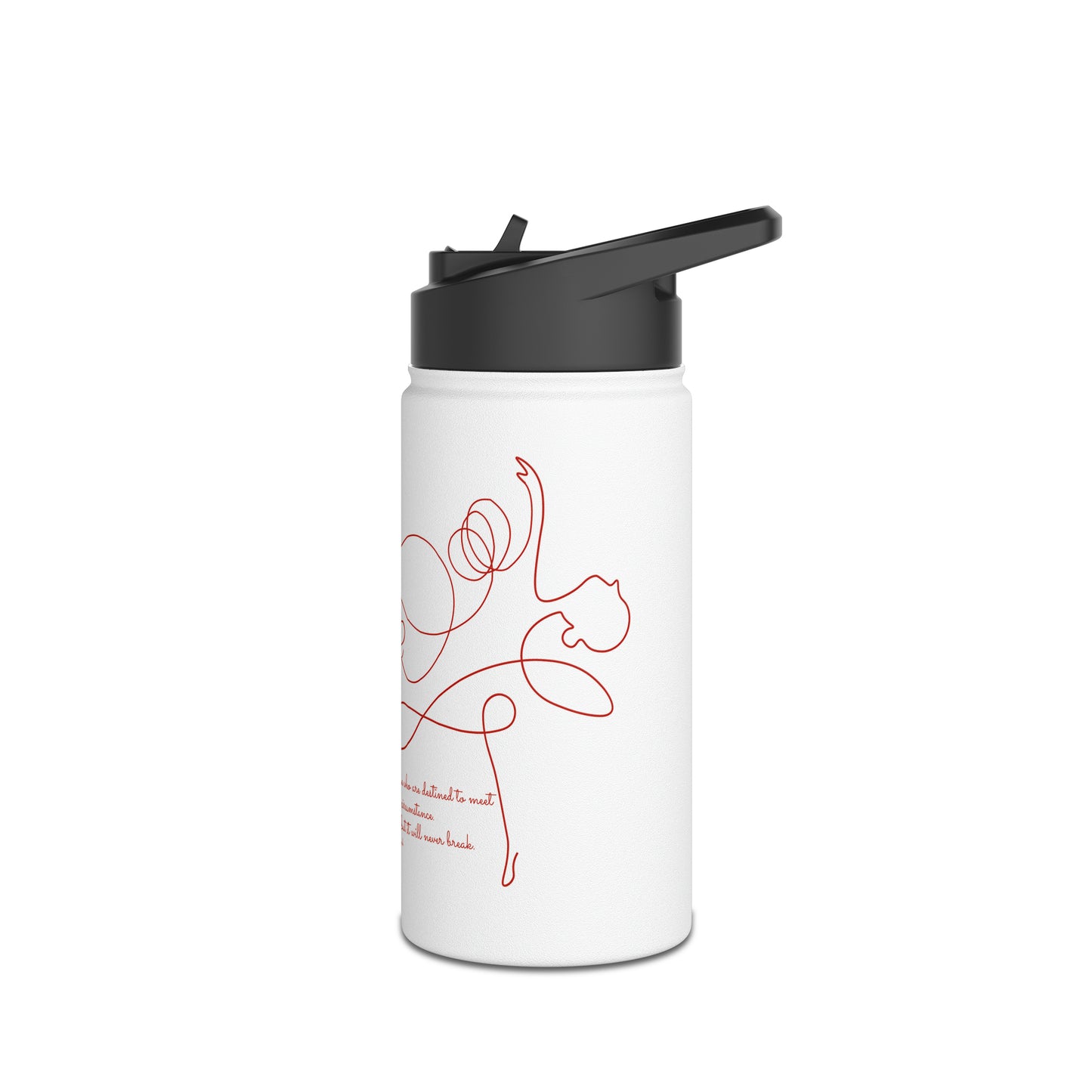 Dancing Red Thread Women Stainless Steel Water Bottle, Standard Lid