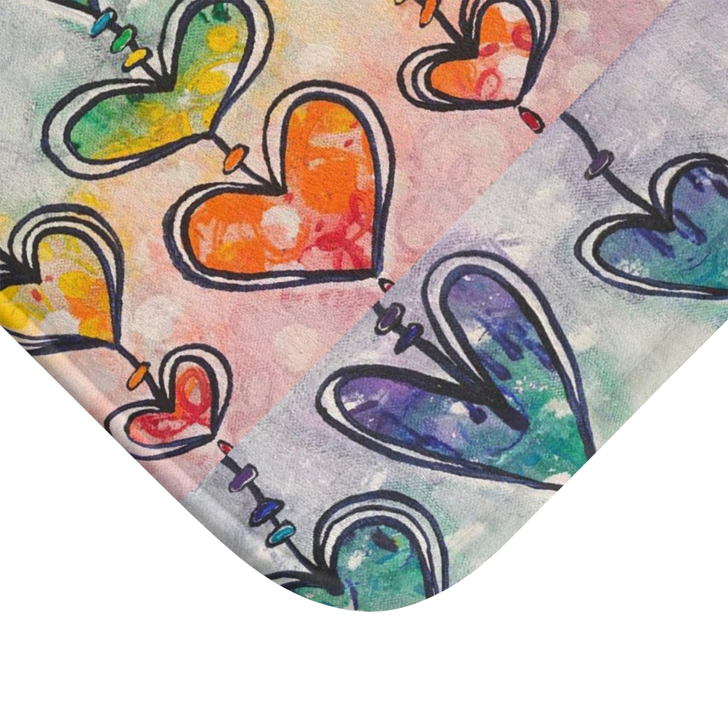 Bath Mat: Rainbow Whimsy Hearts