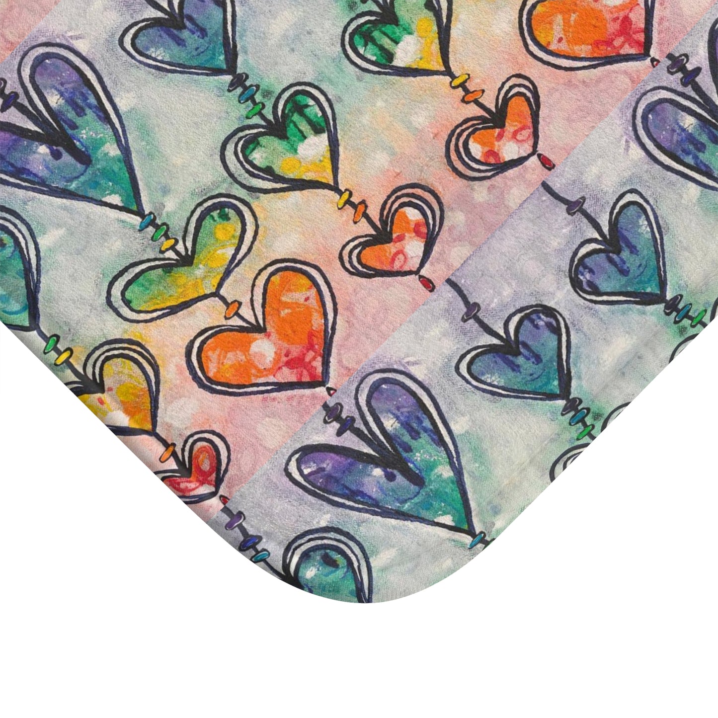 Bath Mat: Rainbow Whimsy Hearts