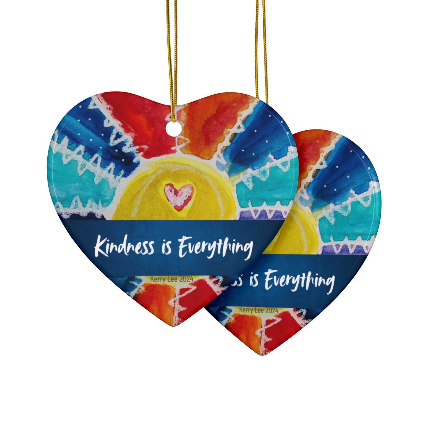 "2024 Kindness" Rainbow Ornaments / Heart or Circle / 1pc, 3pcs, 5pcs, 10pcs