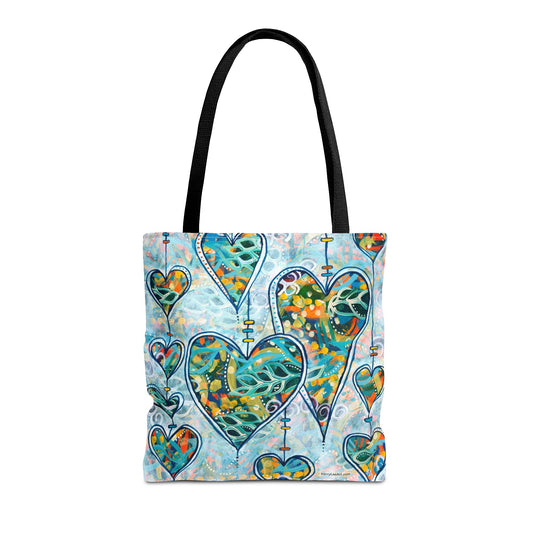 "Botanical Whimsy Hearts" Printed Tote Bag