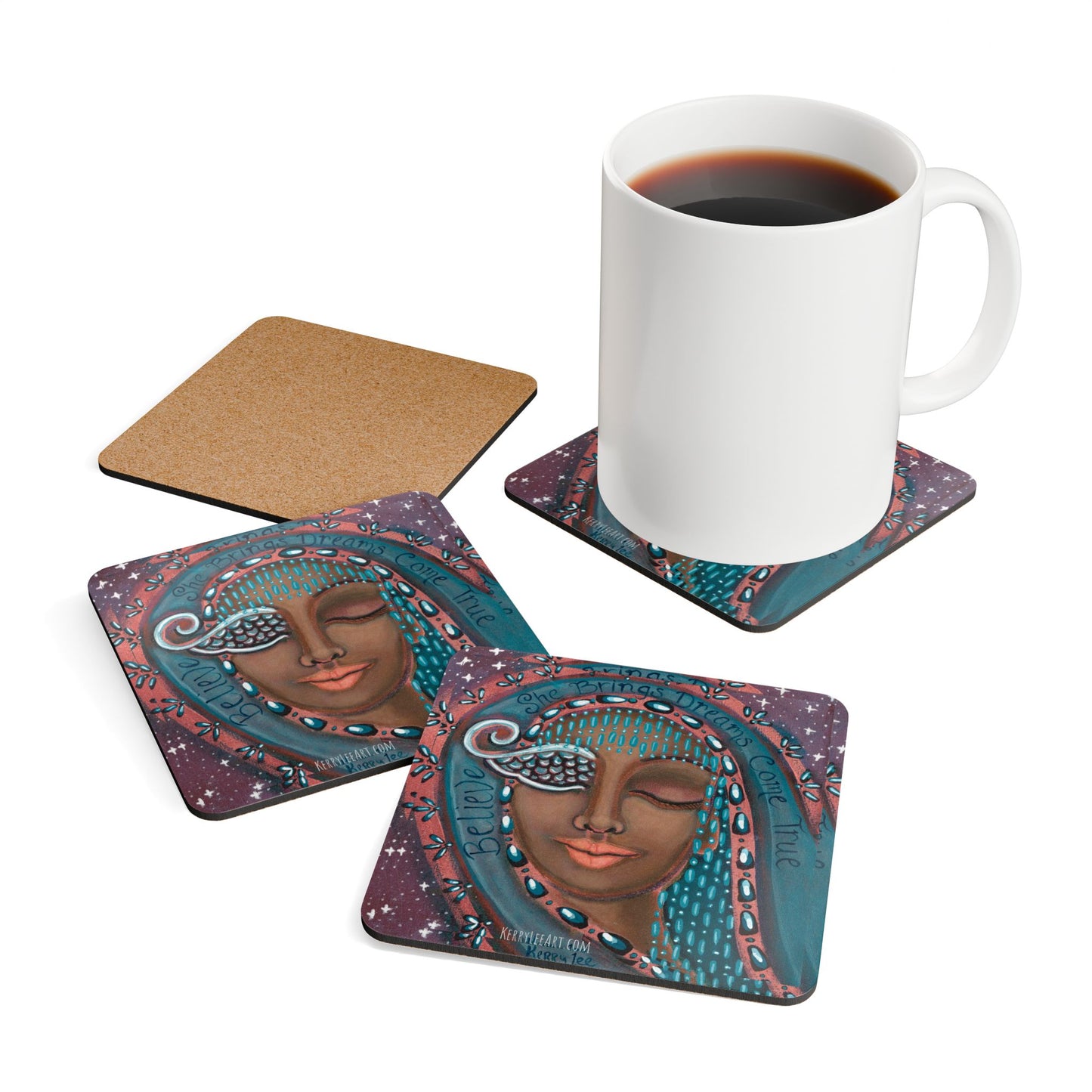 She Believes in Dreams Come True - Corkwood Coaster Set