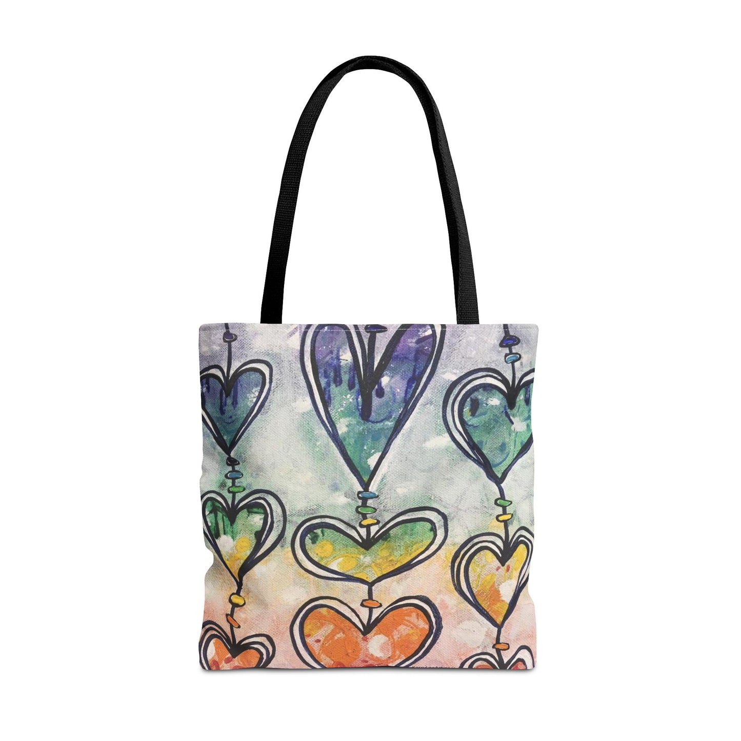 "Rainbow Hearts" Printed Tote Bag