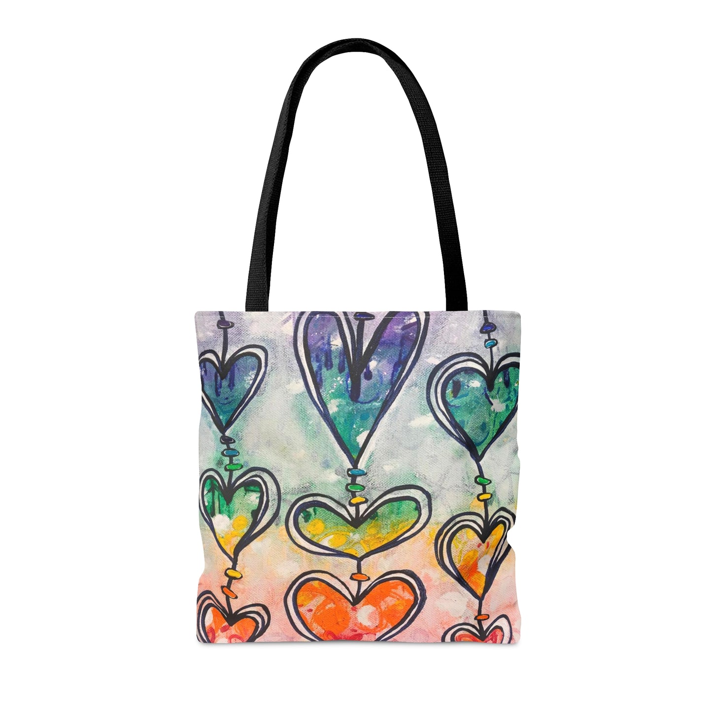"Rainbow Hearts" Printed Tote Bag