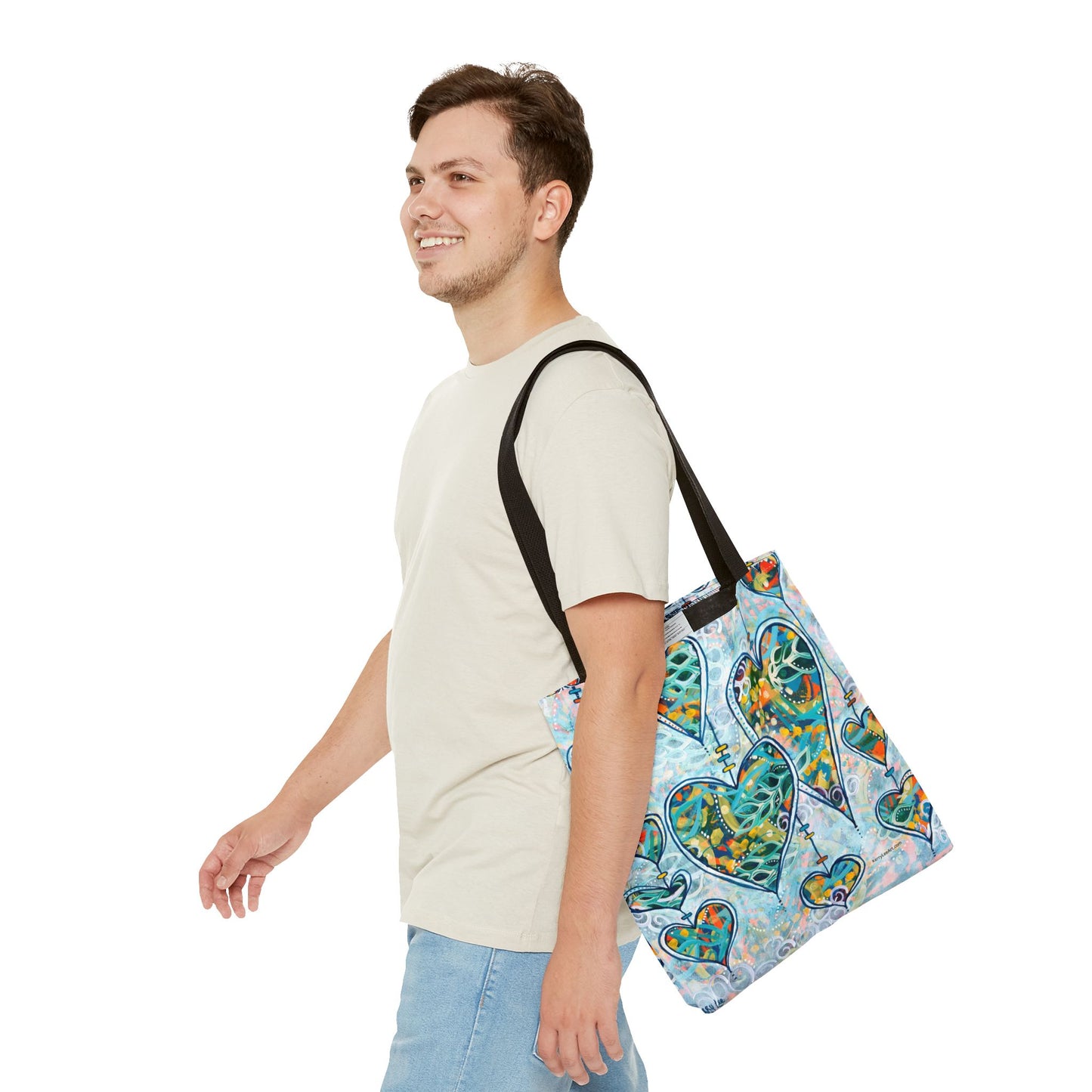 "Botanical Whimsy Hearts" Printed Tote Bag
