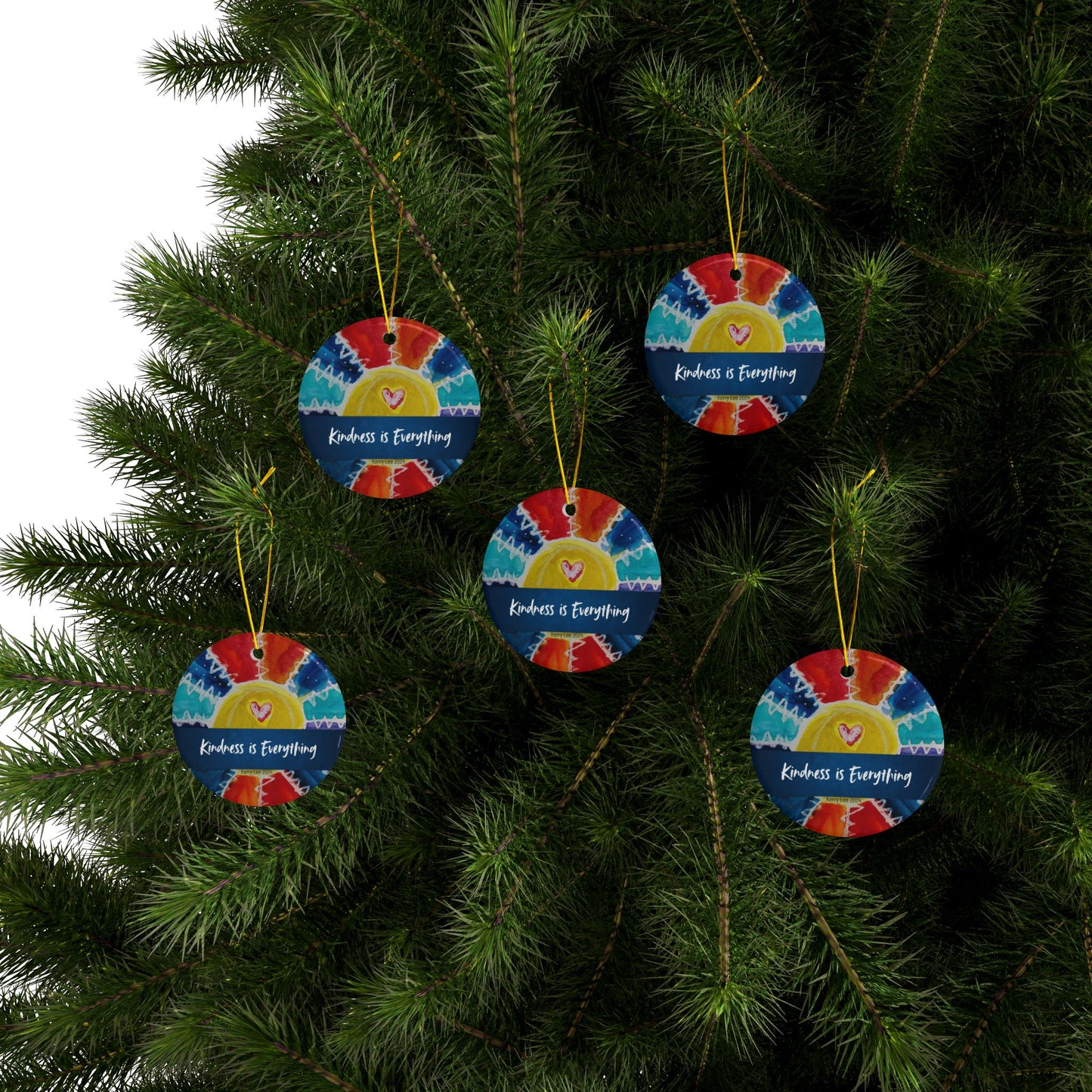 "2024 Kindness" Rainbow Ornaments / Heart or Circle / 1pc, 3pcs, 5pcs, 10pcs