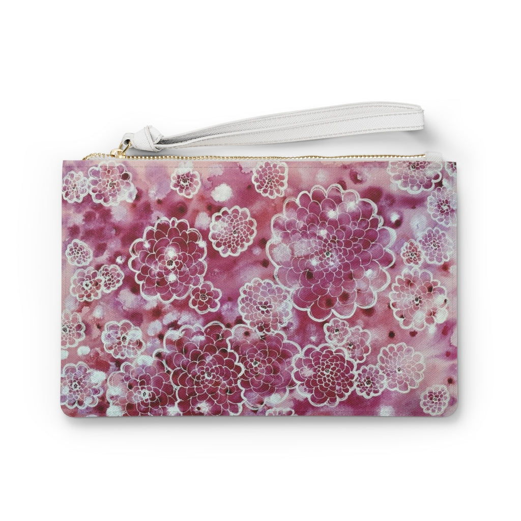 "Flower Power" - 9 Inch Pink Clutch Bag