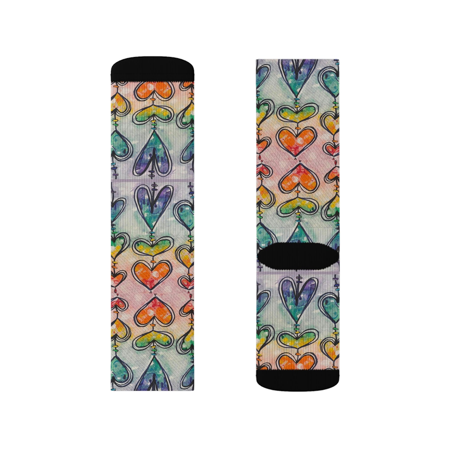 Rainbow Hearts Sublimation Socks