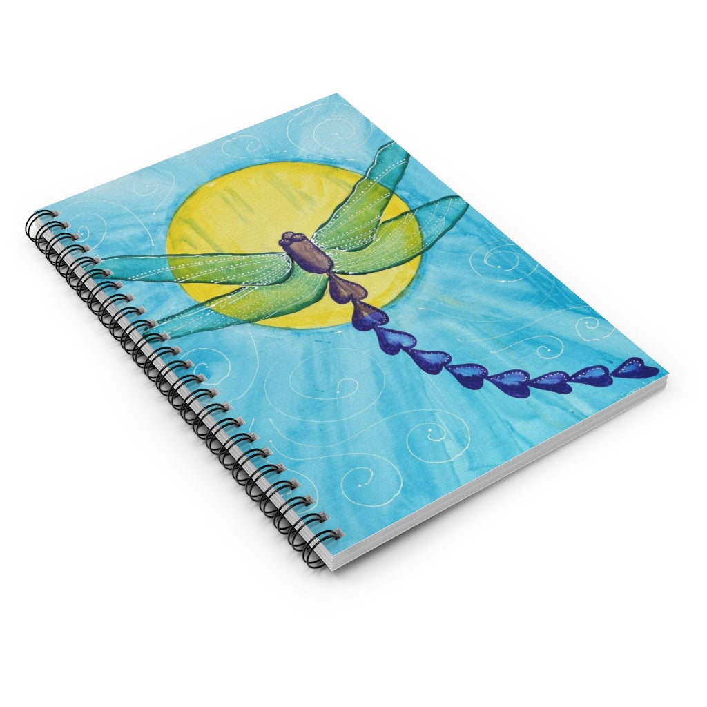"Sun Spirals Dragonfly" - Spiral Notebook - Ruled Line