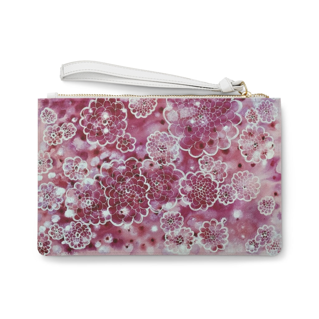 "Flower Power" - 9 Inch Pink Clutch Bag