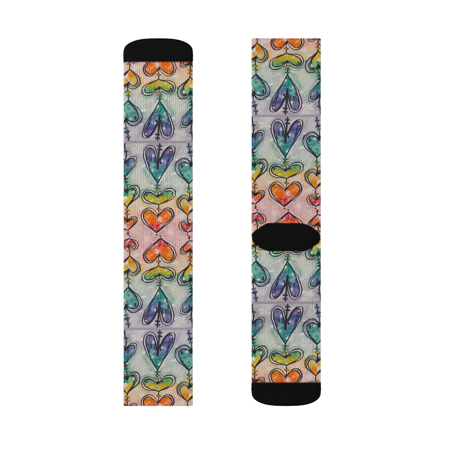 Rainbow Hearts Sublimation Socks