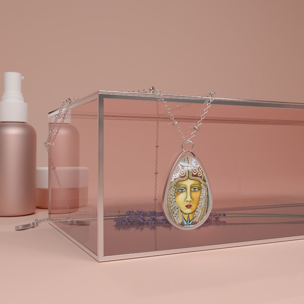 "She Follows Her Own Stars" Goddess Teardrop Pendant Necklace