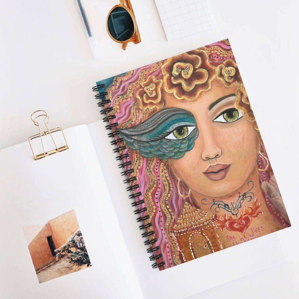 She Tunes into Abundance - Spiral Notebook - Ruled Line