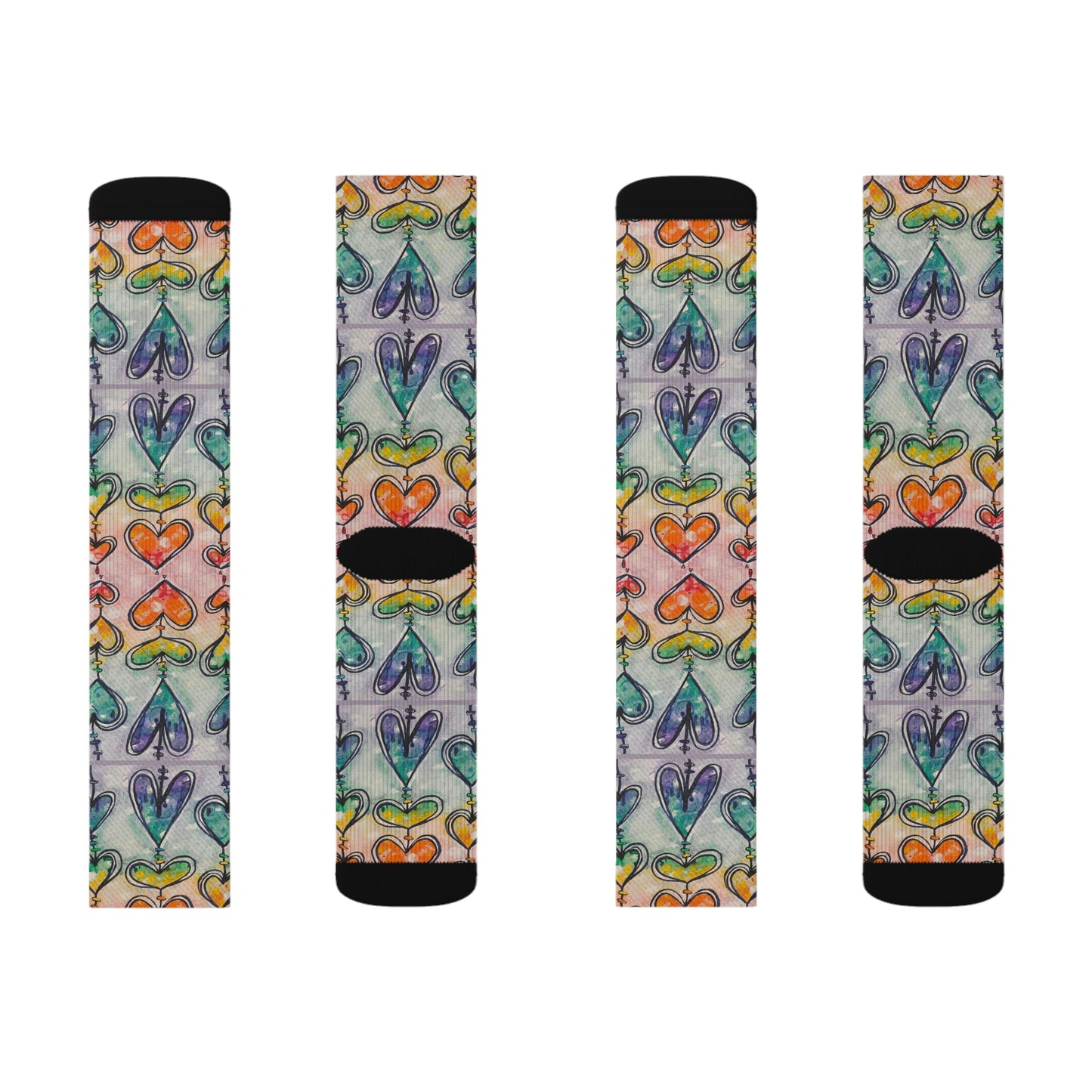 Rainbow Hearts Sublimation Socks