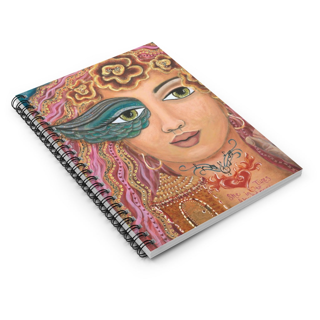 She Tunes into Abundance - Spiral Notebook - Ruled Line
