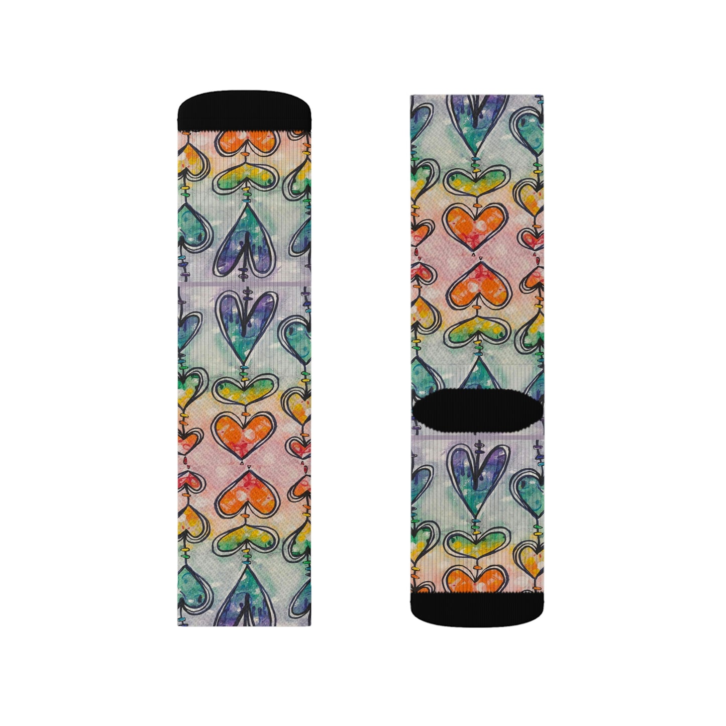 Rainbow Hearts Sublimation Socks