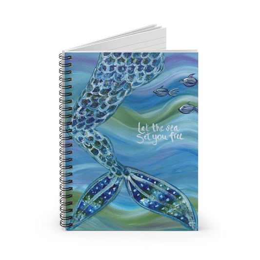Mermaid "Let the sea set you free" - Spiral Notebook - Ruled Line