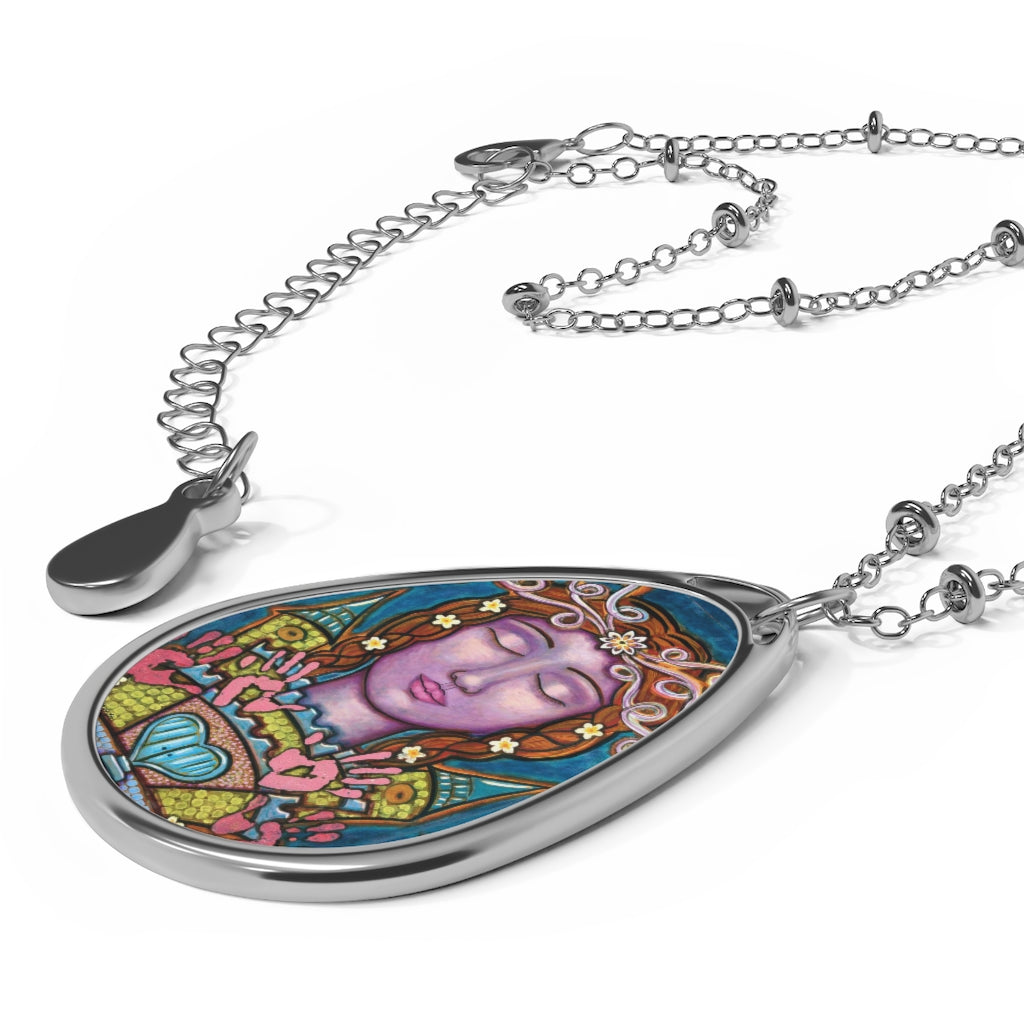 "Castles, Compost and Fingerpaints Goddess" - Teardrop Pendant Necklace
