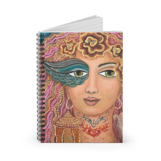 She Tunes into Abundance - Spiral Notebook - Ruled Line