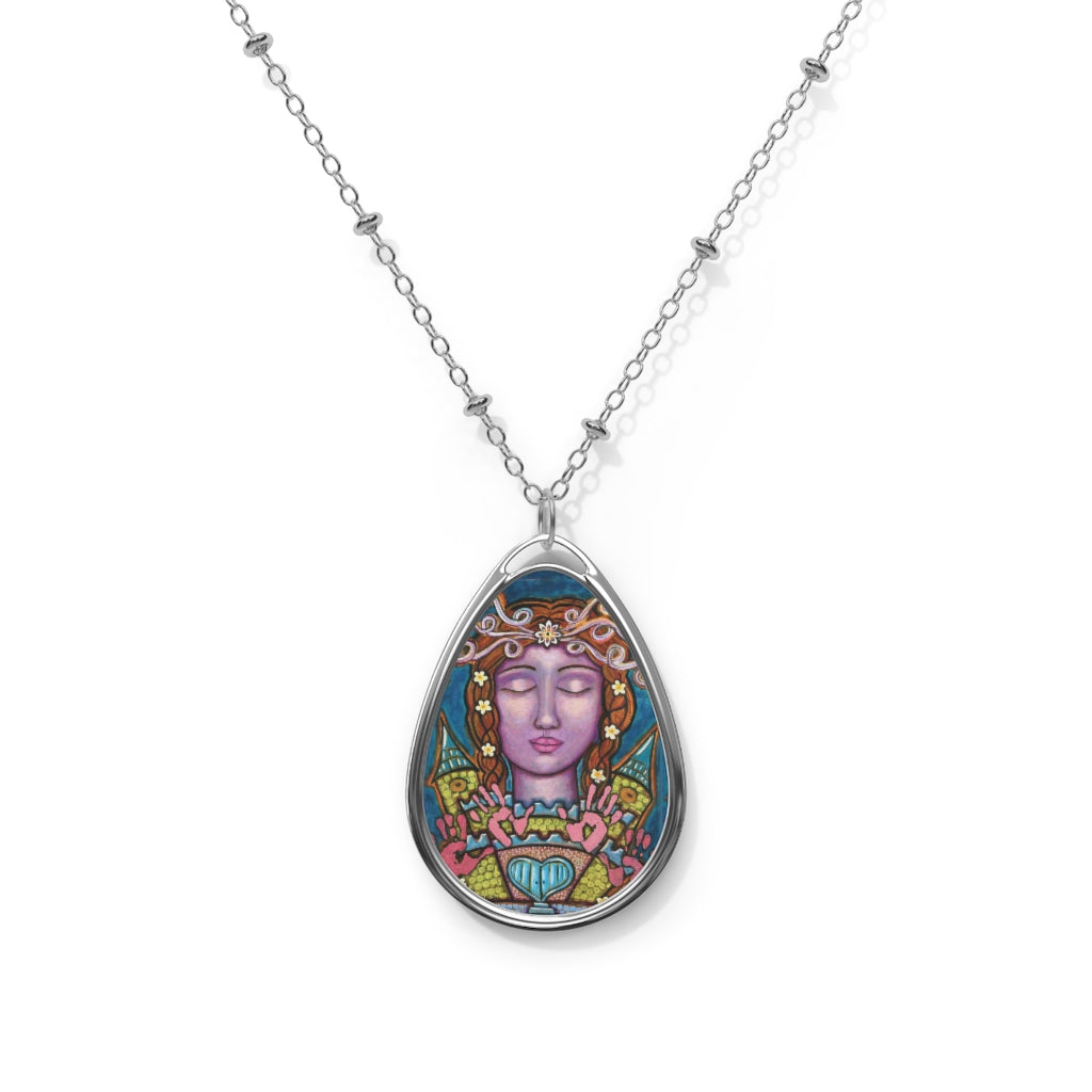 "Castles, Compost and Fingerpaints Goddess" - Teardrop Pendant Necklace